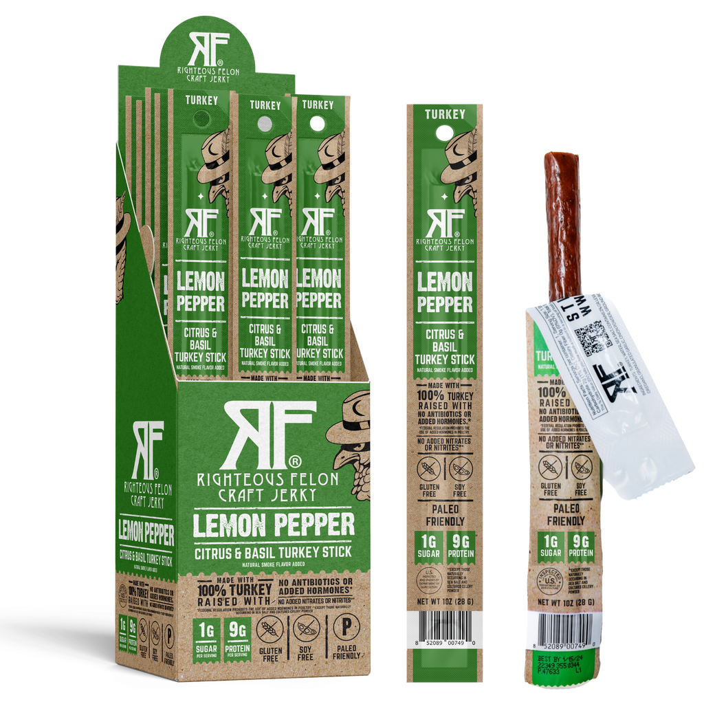 Righteous Felon Lemon Pepper Turkey Jerky Stick