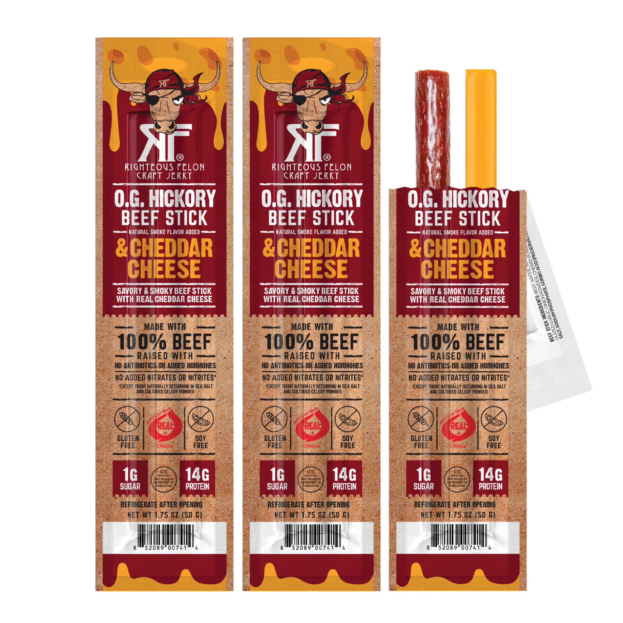 Righteous Felon Beef Cheese Stick Pouch 1.75oz